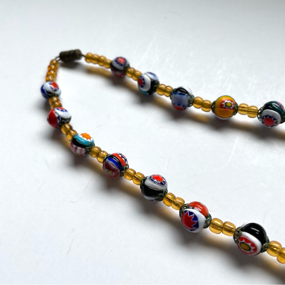 Gorgeous vintage Murano/Venetian style art glass millefiori necklace barrel clas - Picture 4 of 12